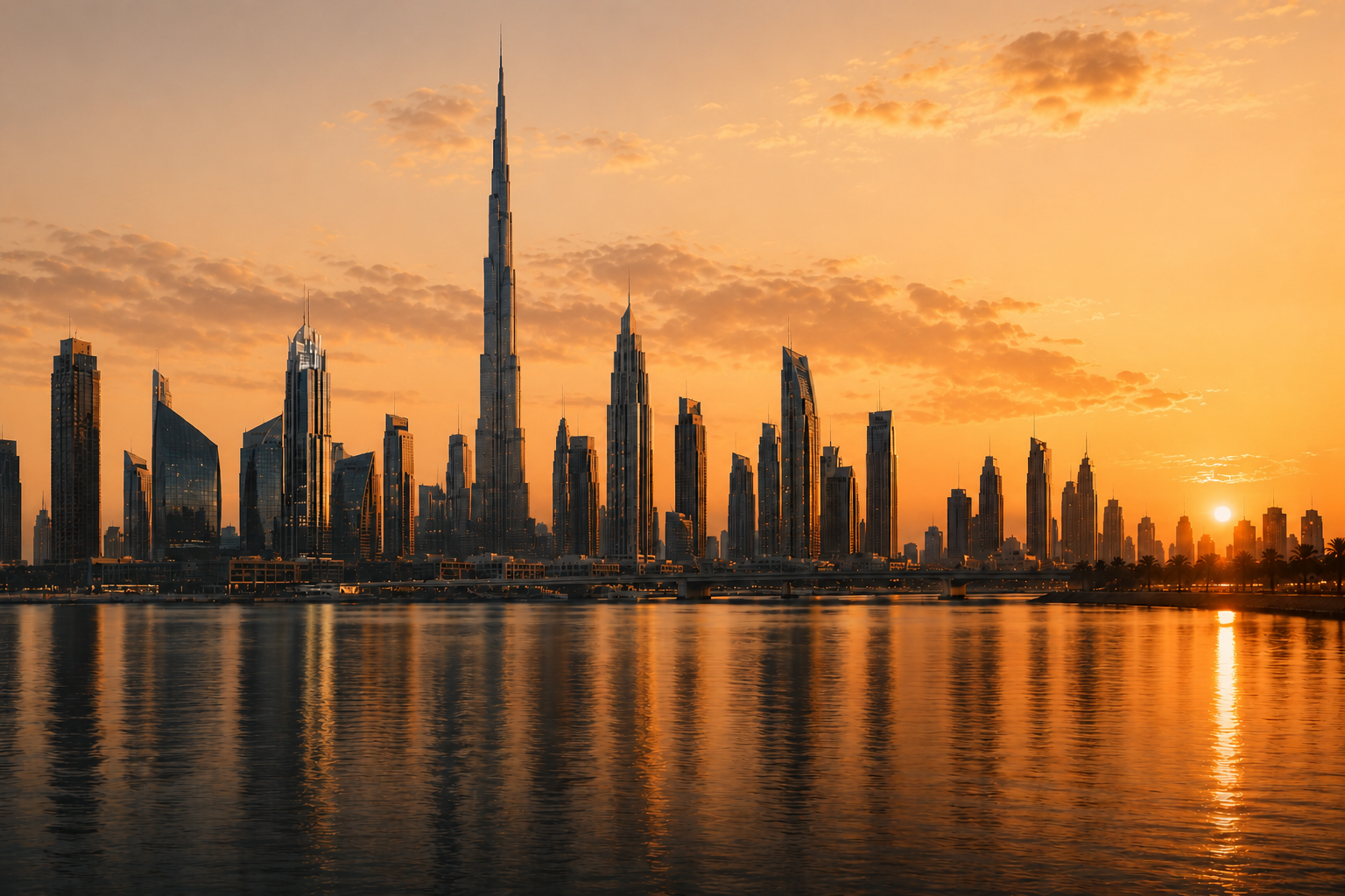 Monthlix — Dubai skyline at sunset